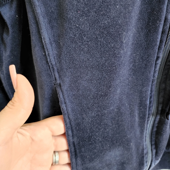N.Y.L Navy Velour Zip Up Hoodie - Picture 2 of 12